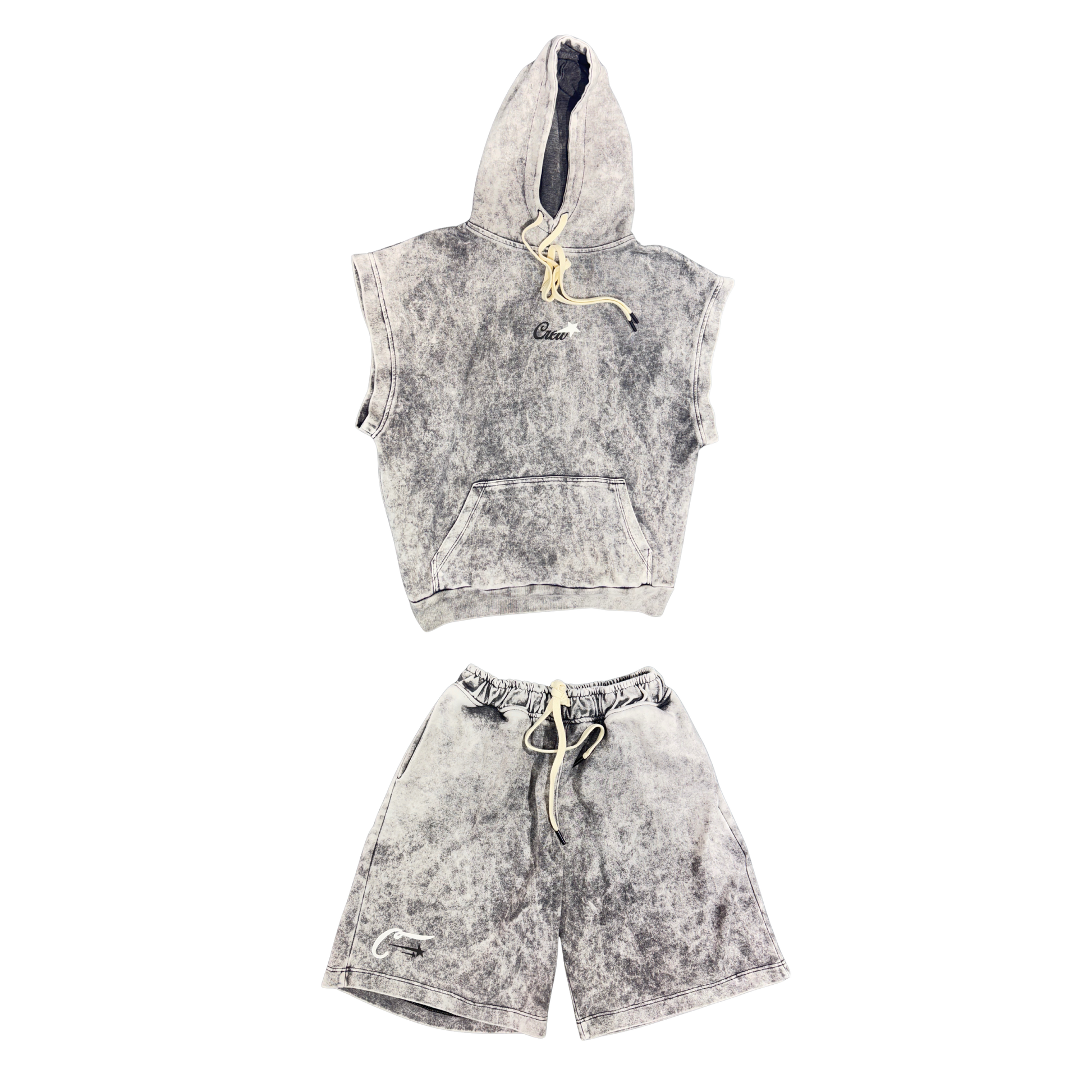 ACID WASH SHORT & CAP HOODIE CONJUNTO