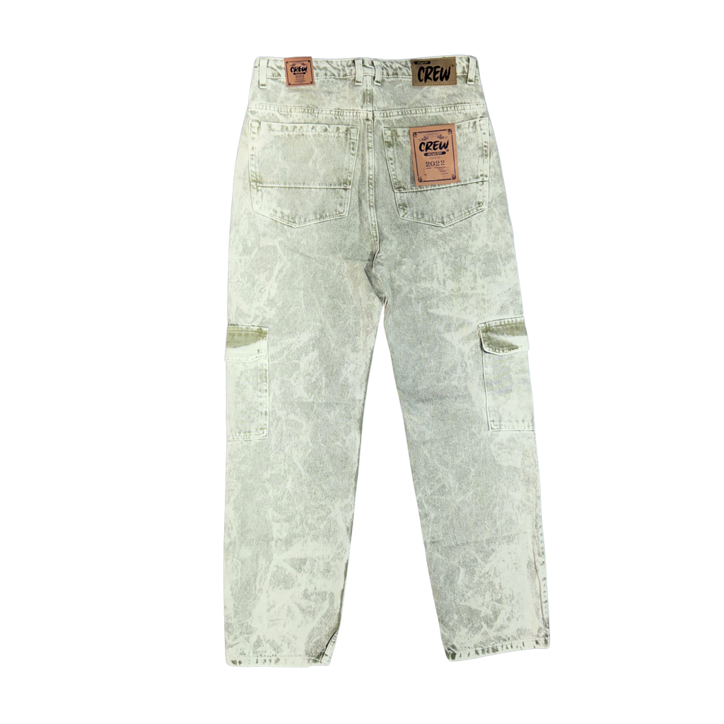 GREEN LIME WASH BAGGY CARGO