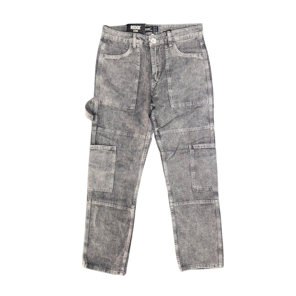 GREY CARGO LOOSE DENIM
