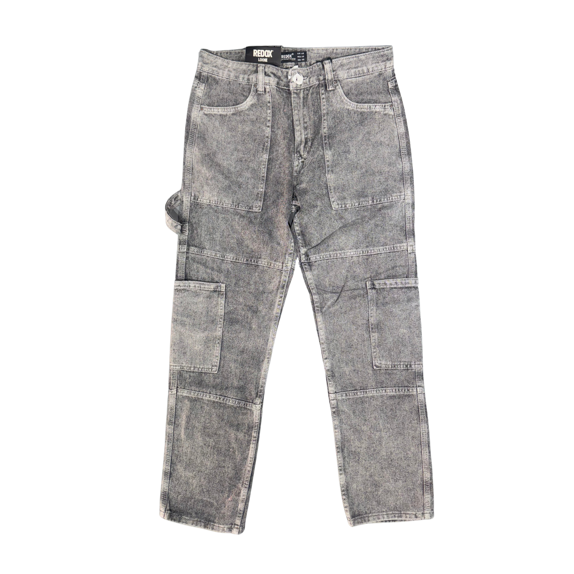 GREY CARGO LOOSE DENIM