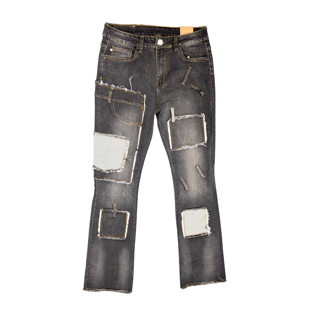 JEAN FLARED BLACK & PARCHES