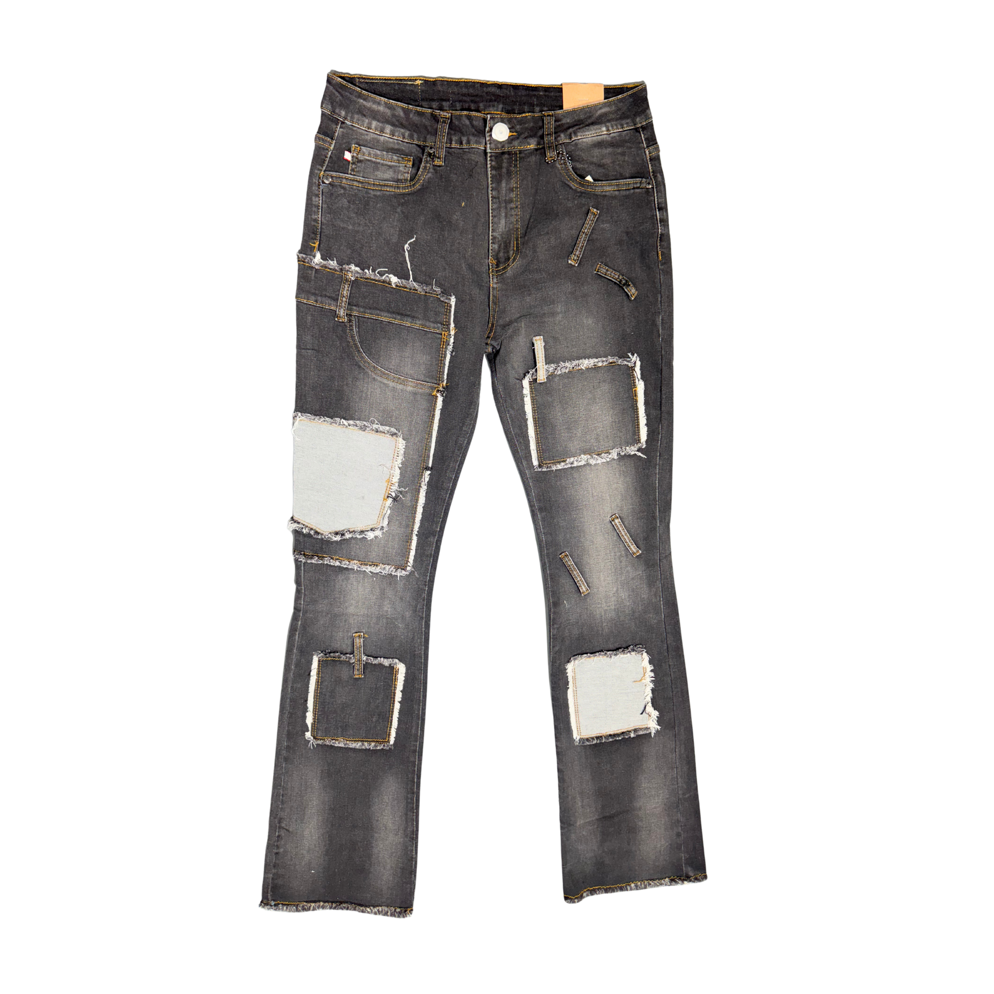 JEAN FLARED BLACK & PARCHES