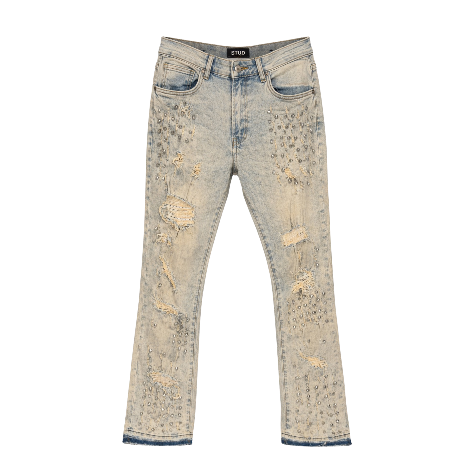 JEAN SADBOY FLARED TACHES BEIGE